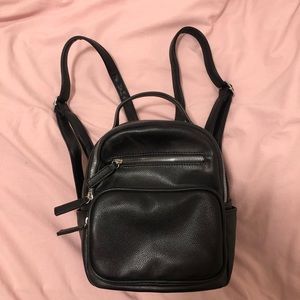 Black Faux Leather Backpack